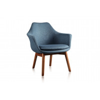 Manhattan Comfort AC026-BL Cronkite Blue and Walnut Twill Accent Chair